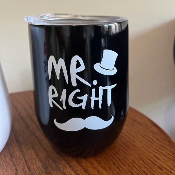 Set of 2 Couple’s Metal Wine Glasses - Picture 2 of 7